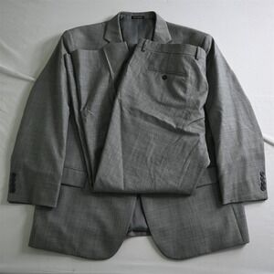 Egara 50S 42x32 Gray Sharkskin 100% Wool Slim Mens Jacket Pants Suit‎